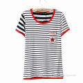 Women's T-shirts, striped, embroidery label